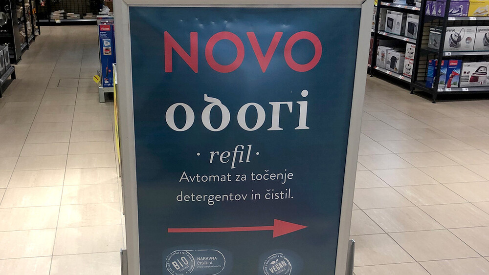 Polnilni avtomat Odori v trgovini Interspar