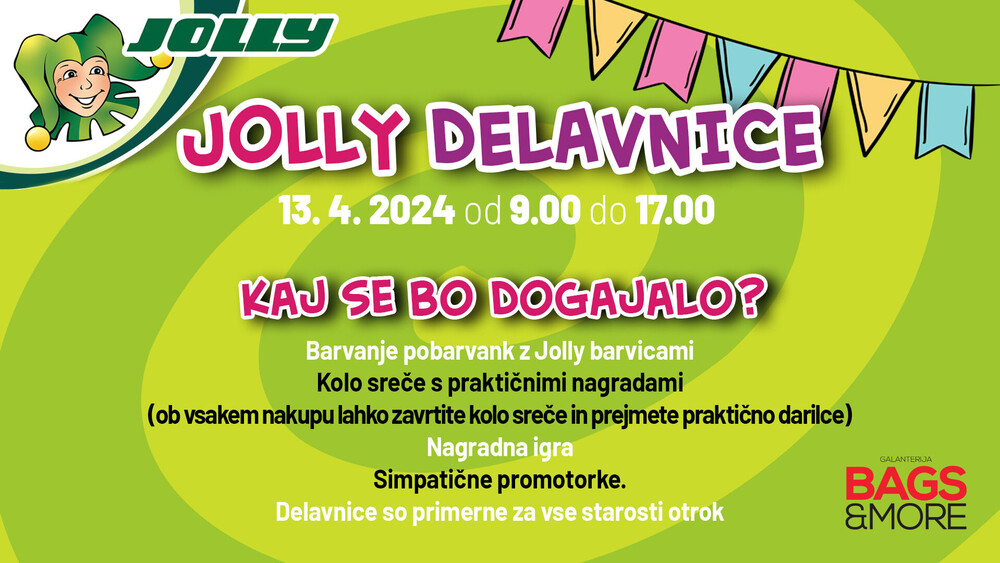 Otroške ustvarjalne delavnice Jolly v Bags&More