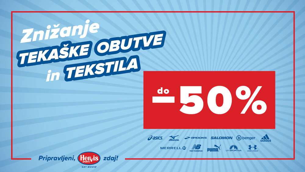 Do -50% na tekaško obutev v trgovini Hervis!