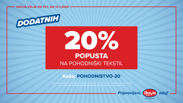 DODATNIH -20% NA POHODNIŠKI TEKSTIL