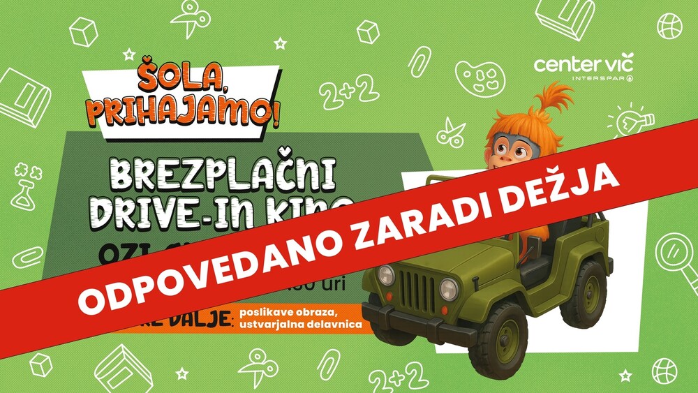 Današnja projekcija risanke v drive-in kinu odpade